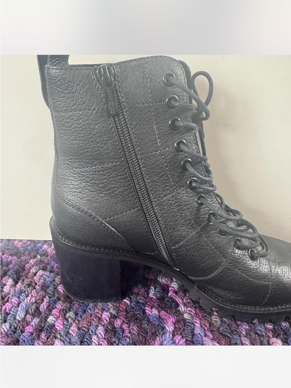 Jimmy Choo Black Leather Lace-Up Block Heel Boots - size 39.5 - Picture 9 of 12